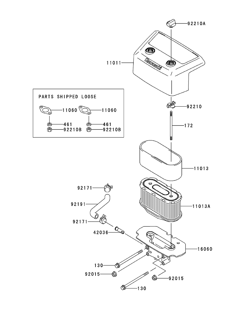 Fh641v-Aw04 Air Filter And Muffler Diagram and Parts List for ENFORCER48 53AI3AGV750-21HP Cub Cadet Lawn Tractor